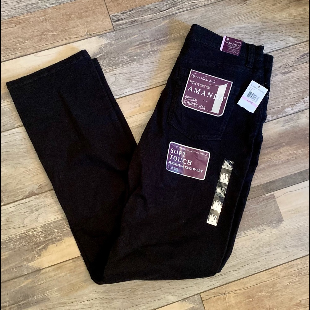 Women’s Gloria Vanderbilt Amanda Black Slimming Jeans-Size 6 Long